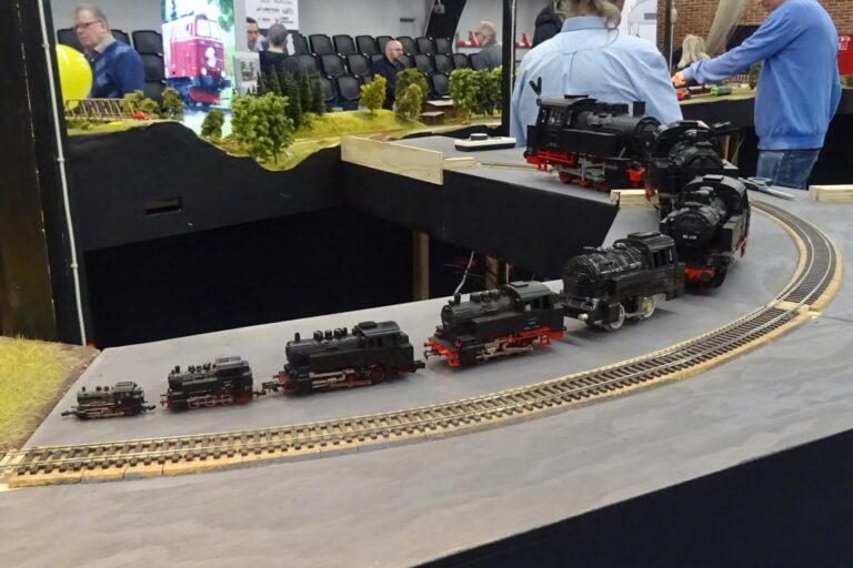 Dampflokmodelle auf einer Ausstellungsanlage